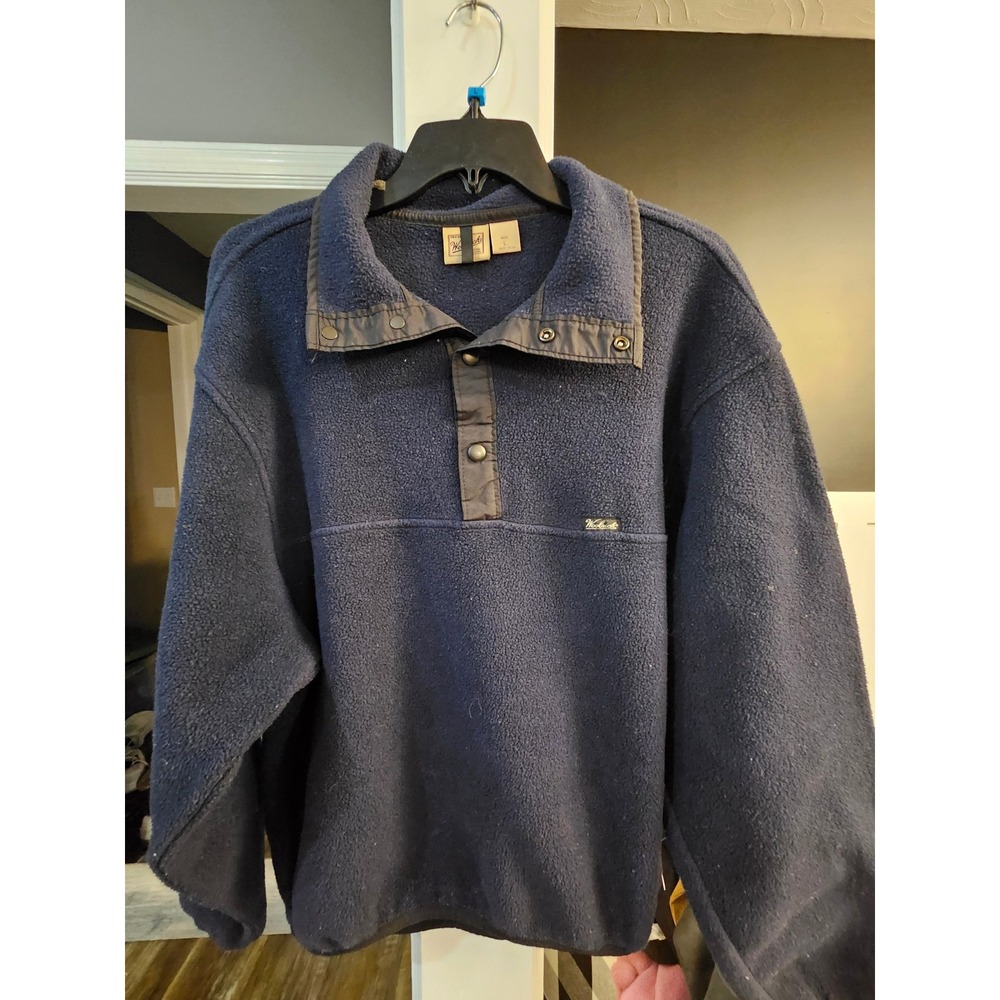 Woolrich Mens Fleece Pullover Jacket Navy Blue Polartec Size L